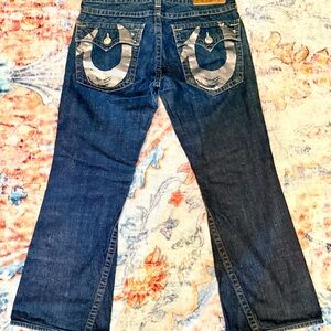 True Religion World Tour Blue Jeans -Silver Foil Horseshoe Logo -Men’s 34